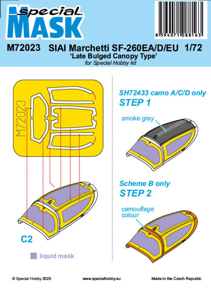 SIAI-Marchetti SF-260EA/D/EU Late Bulged Canopy Type Mask