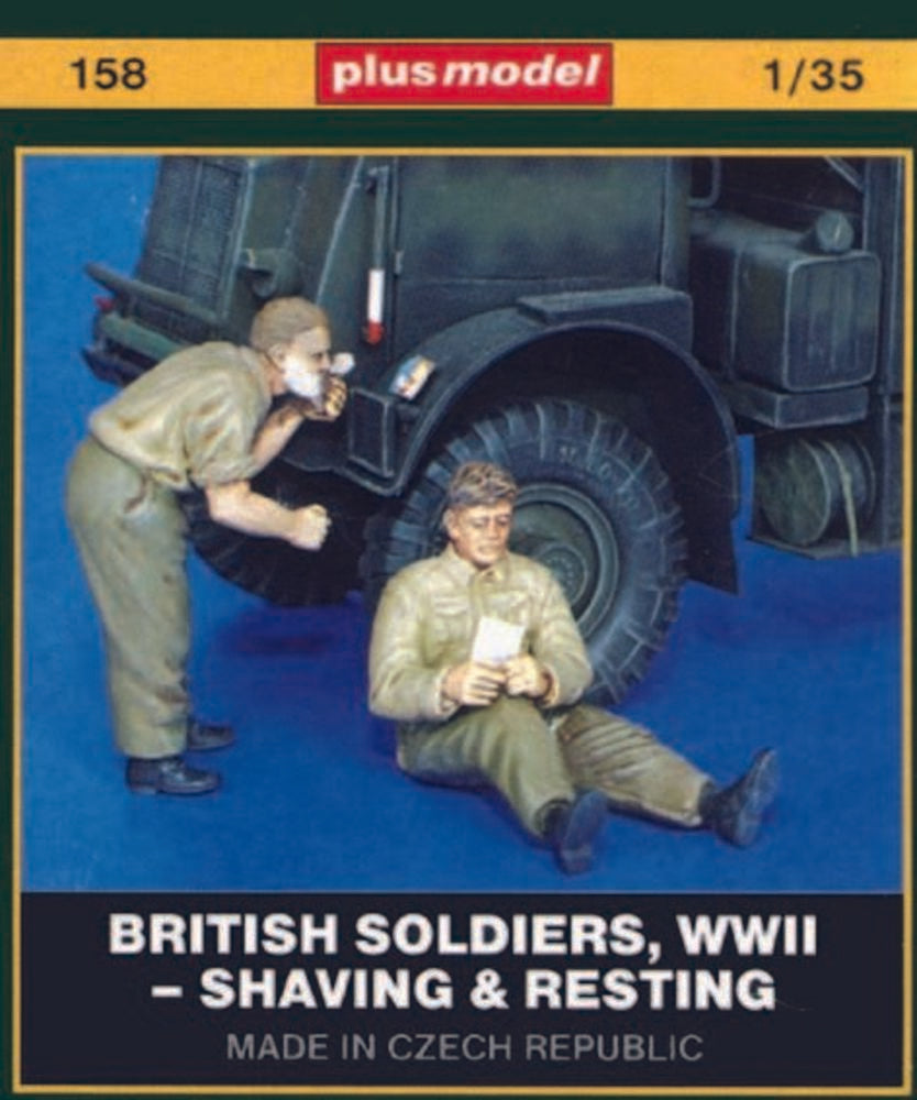 Britische Soldaten, WWII Shaving & Resting