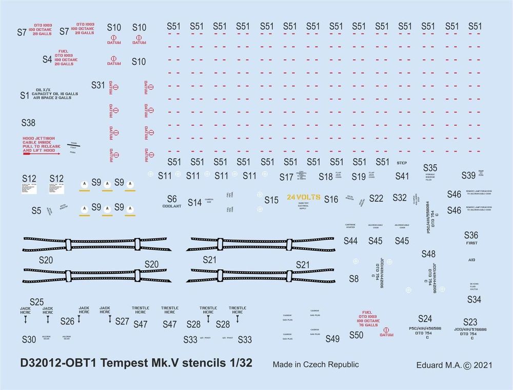 Tempest Mk.V stencils 1/32 for SPECIAL HOBBY/REVELL