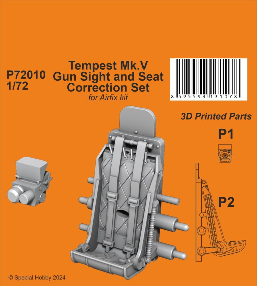 Tempest Mk.V Gun Sight and Seat Correction Set 1/72 for Airfix kit