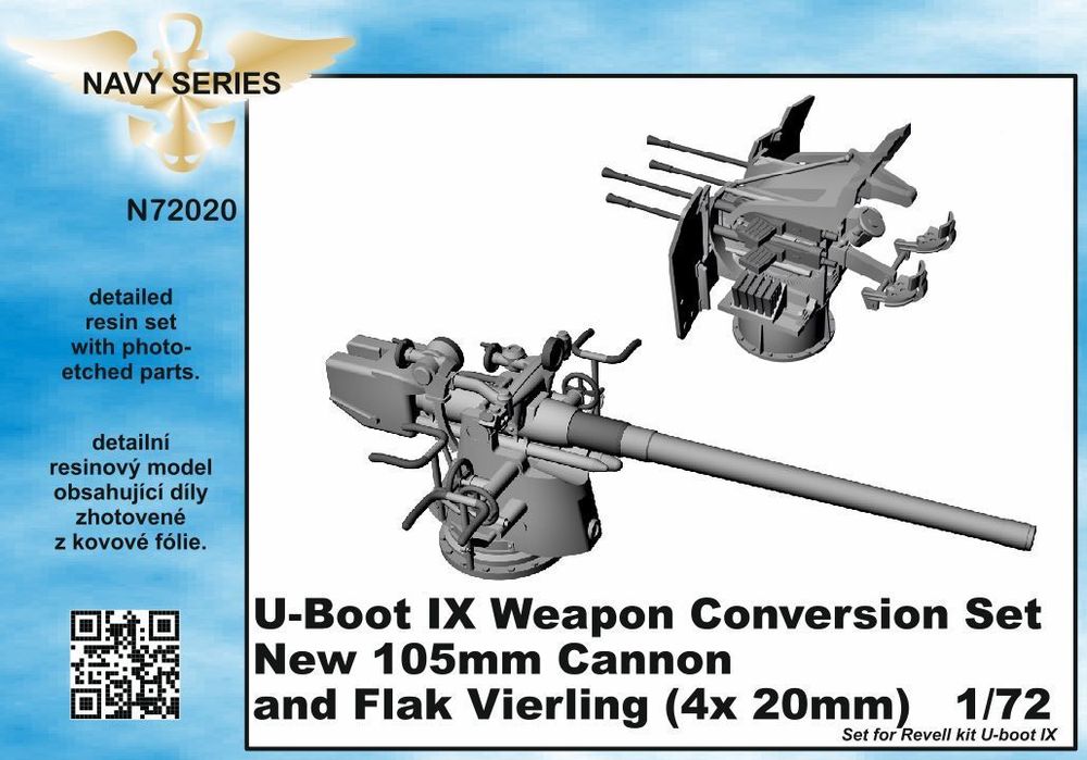 U-Boot IX Weapon Conversion set-new105mm cannon a.Flak Vierling f.Revell kit