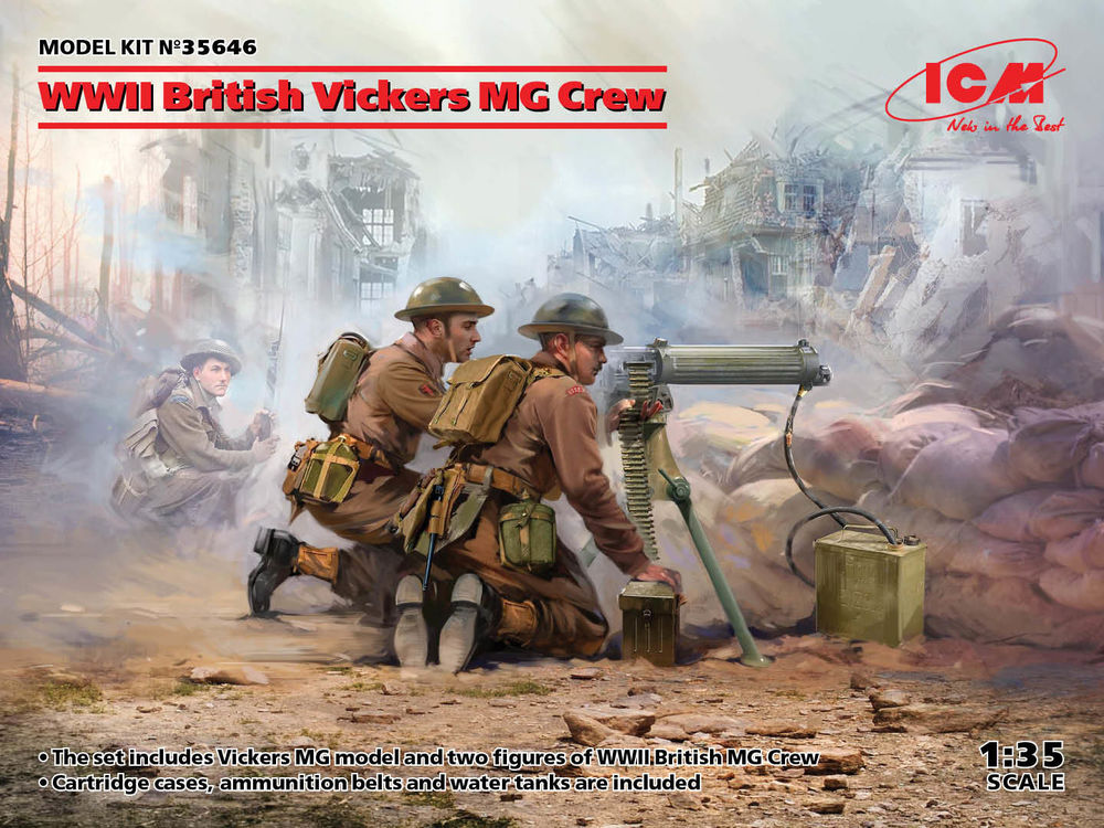 WWII British Vickers MG Crew(Vickers MG & 2 figures)