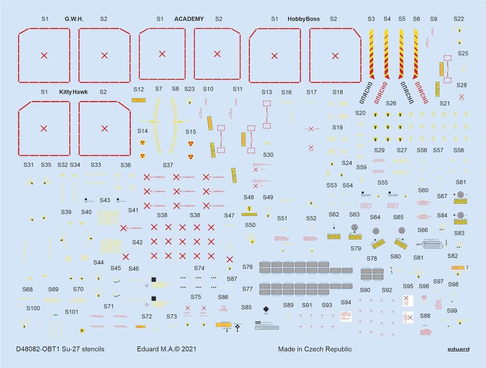 Su-27 stencils 1/48 for ACADEMY/KITTY HAWK/HOBBY BOSS/GWH