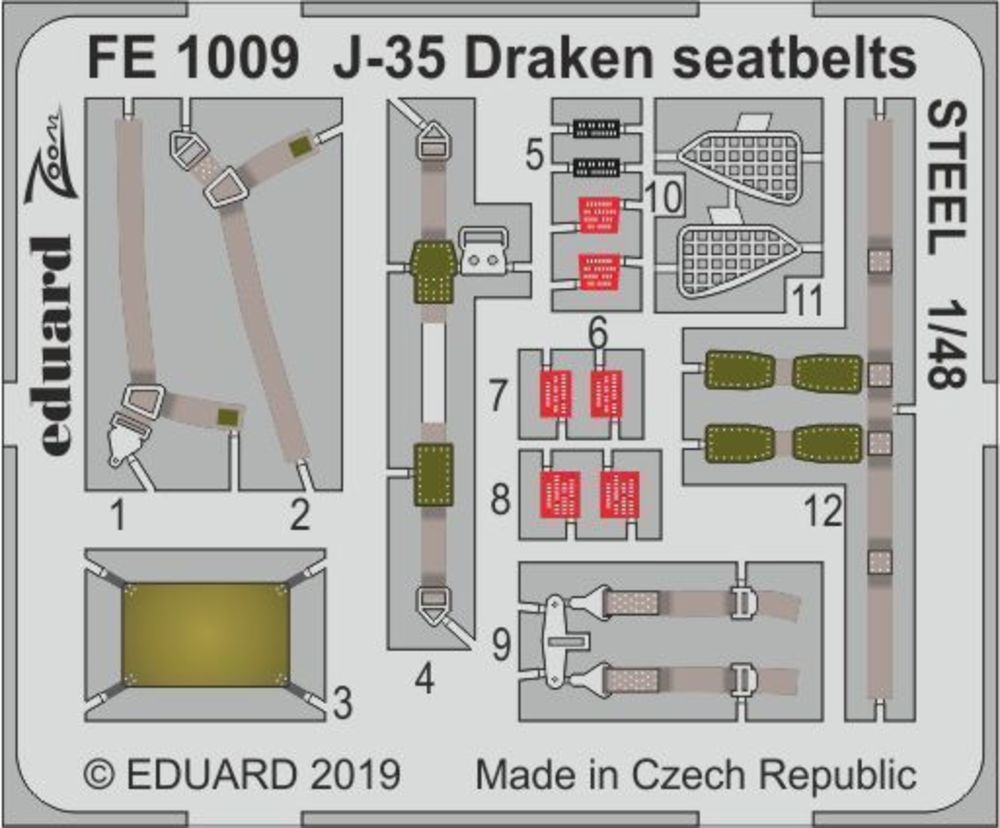 J-35 Draken seatbelts STEEL for Hasegawa