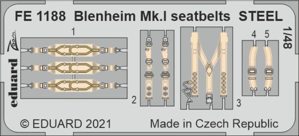 Blenheim Mk.I seatbelts STEEL 1/48 for AIRFIX