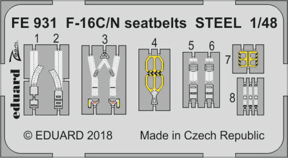 F-16C/N seatbelts STEEL for Tamiya