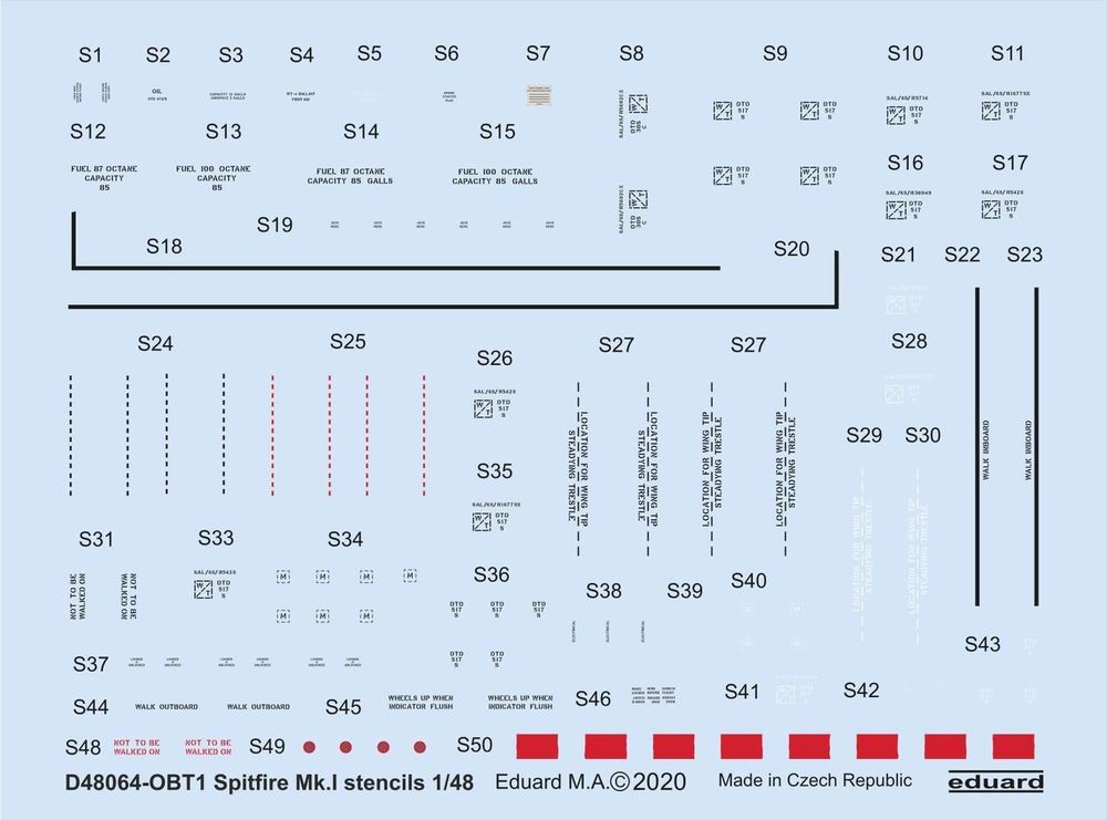 Spitfire Mk.I stencils for Eduard