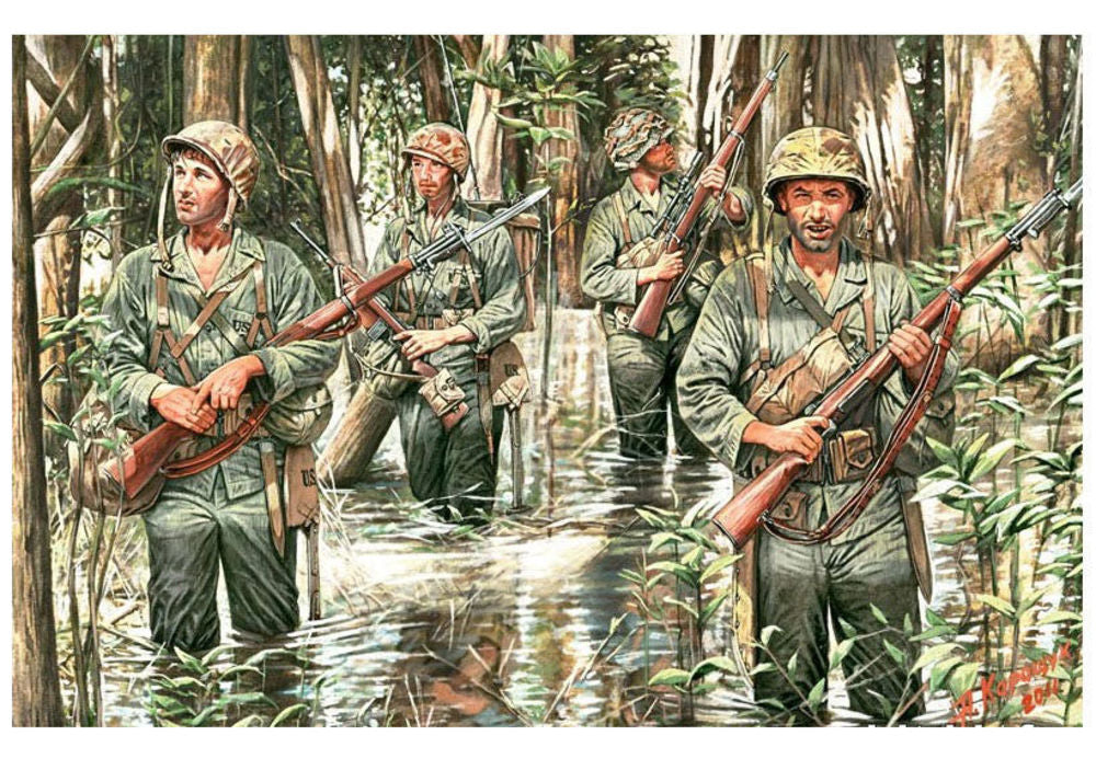 U.S. Marines in jungle, WWII era