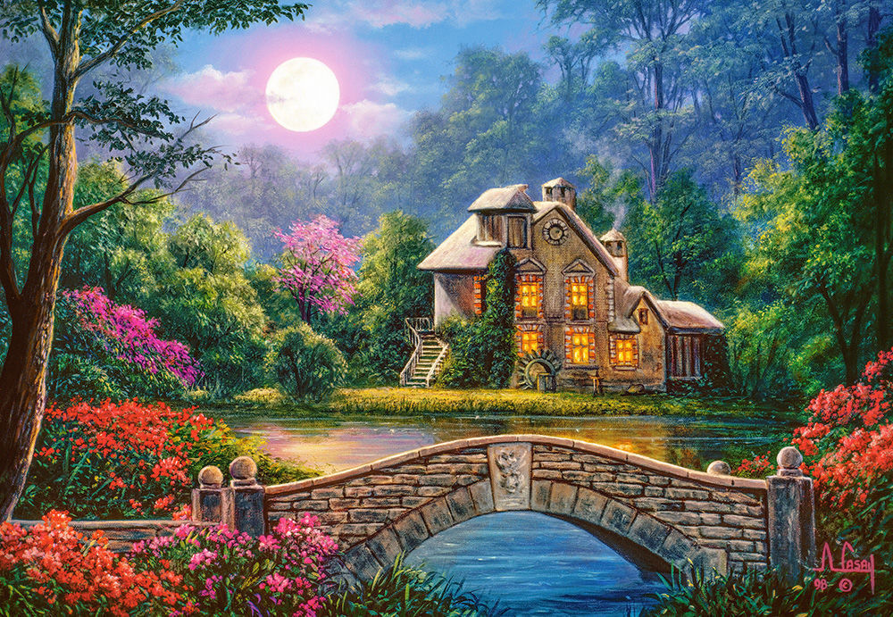 Cottage in the Moon Garden,Puzzle 1000Te