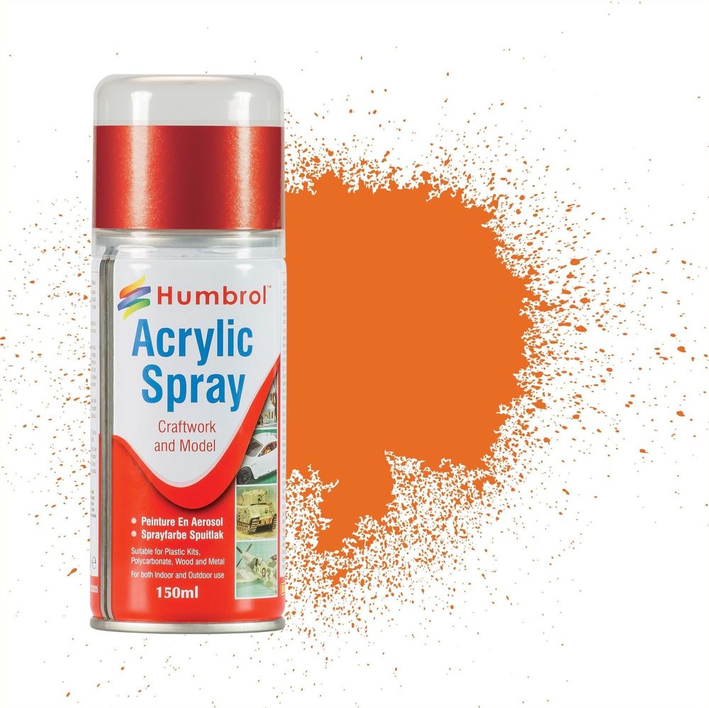 HUMBROL ACRYLIC HOBBY SPRAY 150ML No 18 Orange