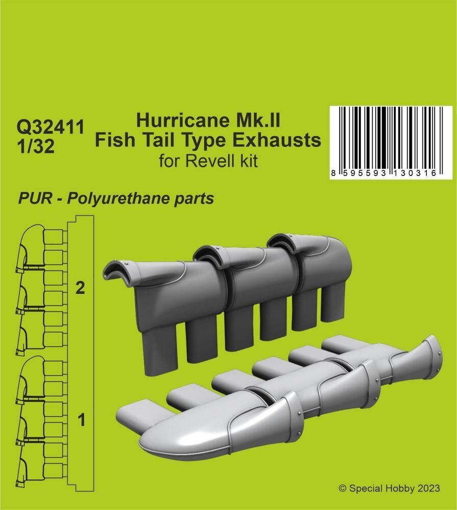 Hurricane Mk.II Fish Tail Type Exhausts 1/32