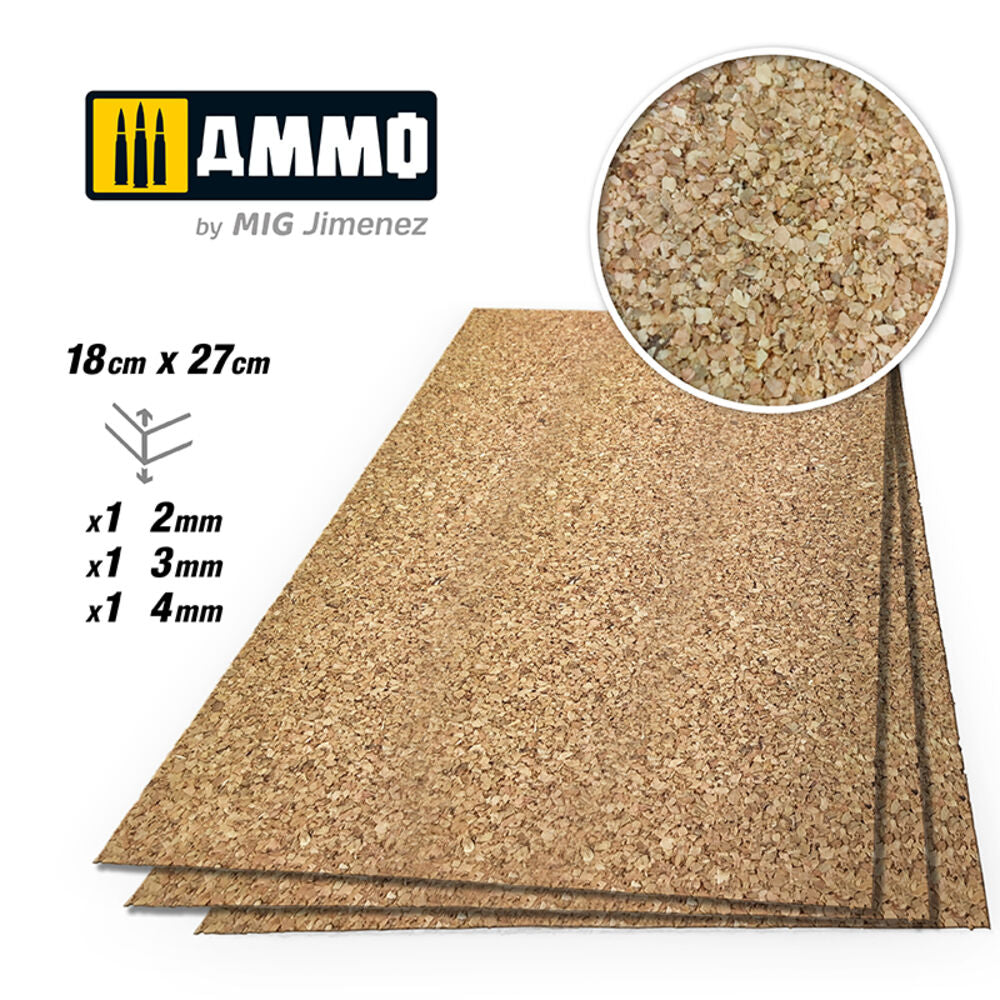 CREATE CORK Medium Grain Mix (2mm, 3mm and 4mm) - 1 pc. Each Size