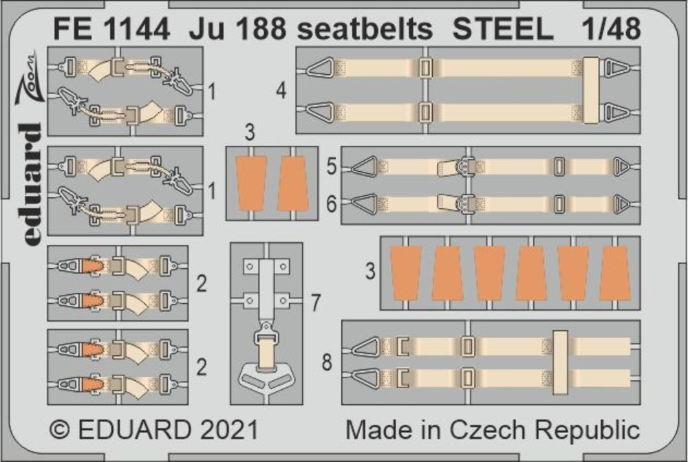 Ju 188 seatbelts STEEL 1/48 for REVELL