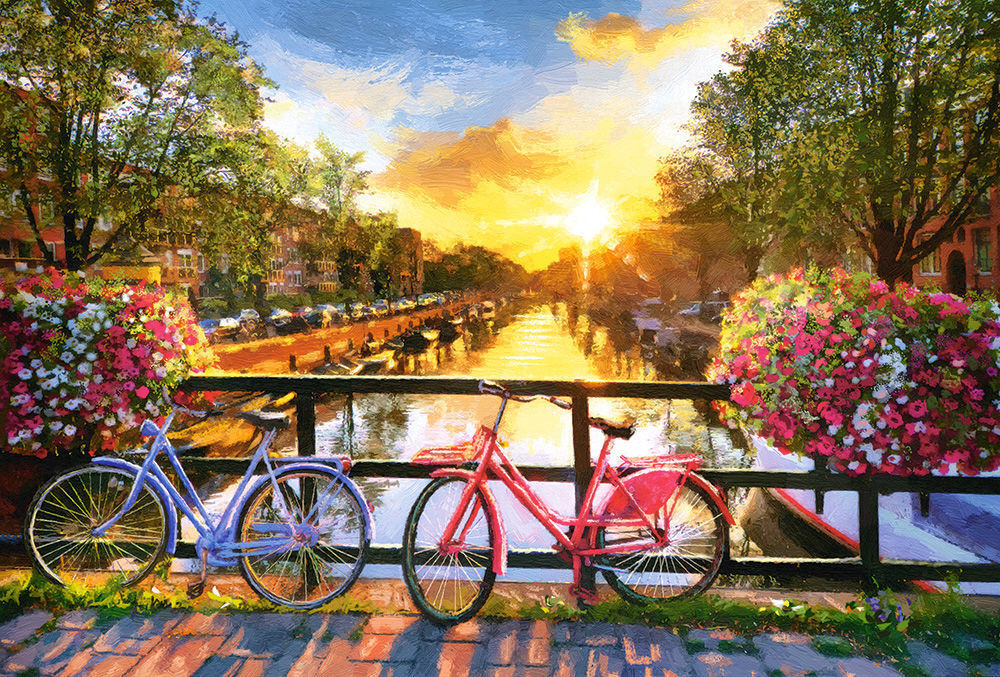 Picturesque Amsterdam with Bicycles, Puzzle 1000 Teile