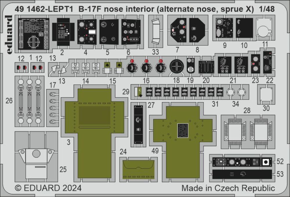 B-17F nose interior (alternate nose, sprue X) 1/48