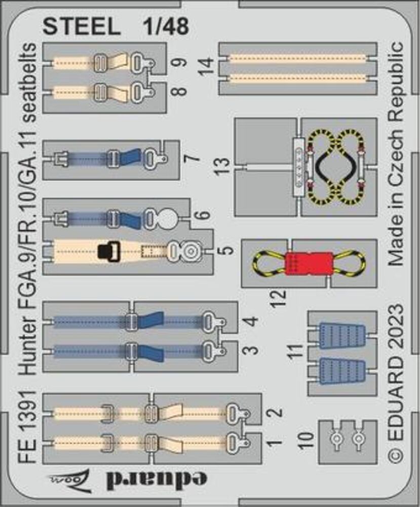 Hunter FGA.9/FR.10/GA.11 seatbelts STEEL  1/48 AIRFIX