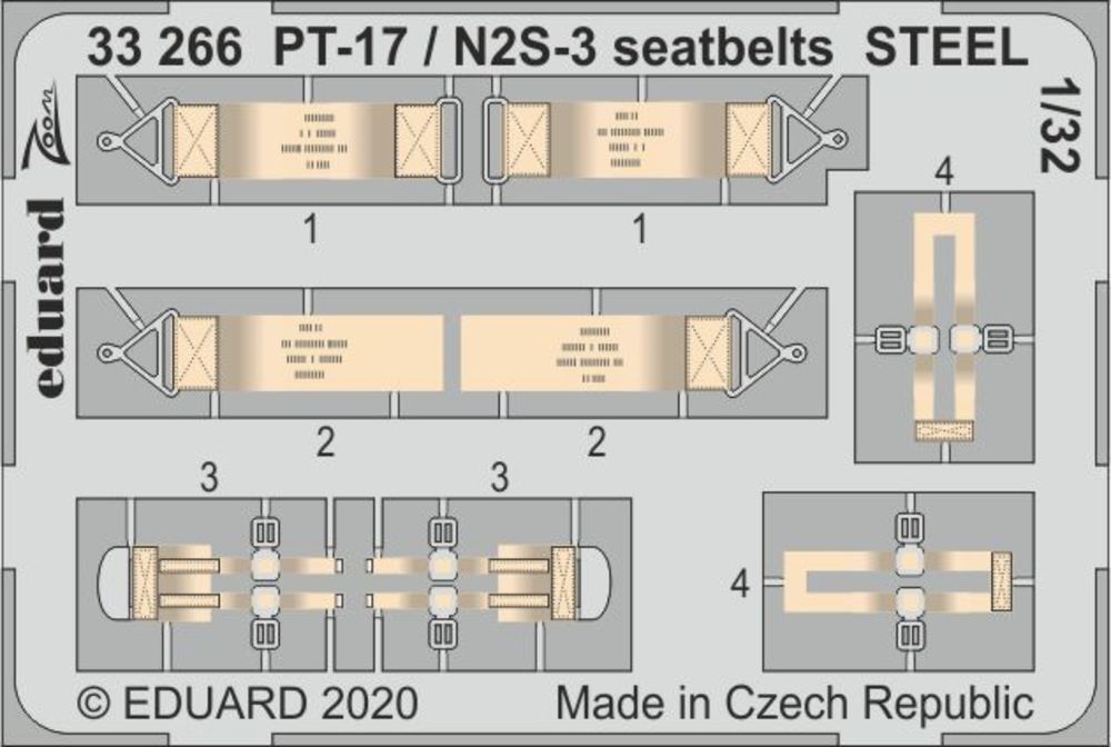 PT-17 / N2S-3 seatbelts STEEL for ICM