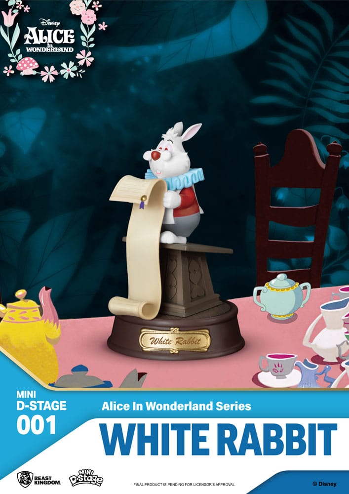 Alice in Wonderland Mini Diorama Stage PVC Statue Glasses White Rabbit 10 cm