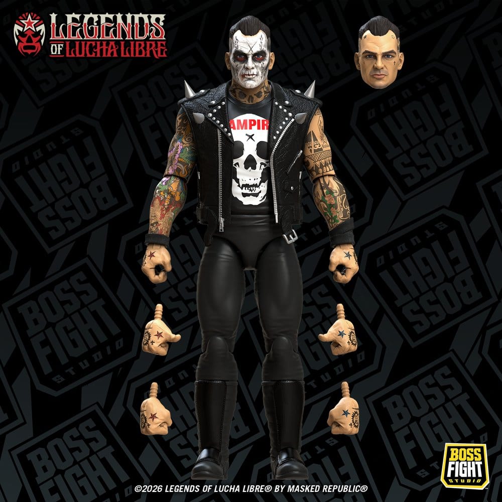 Legends of Lucha Libre Fanaticos Action Figure Vampiro Coffin Box Resurrected 15 cm