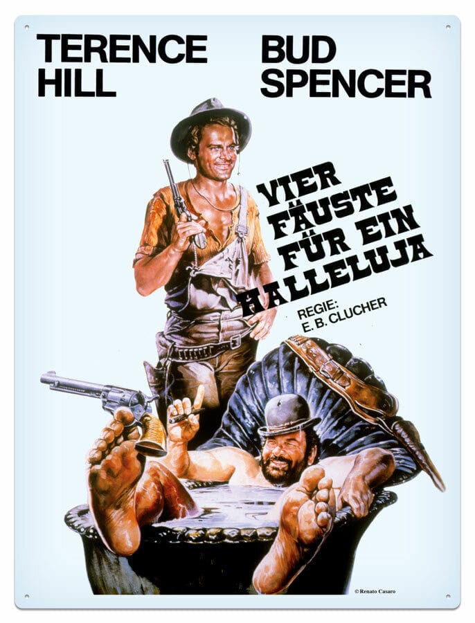 Bud Spencer & Terence Hill Tin Sign Vier Fäuste für ein Halleluja 30 x 40 cm