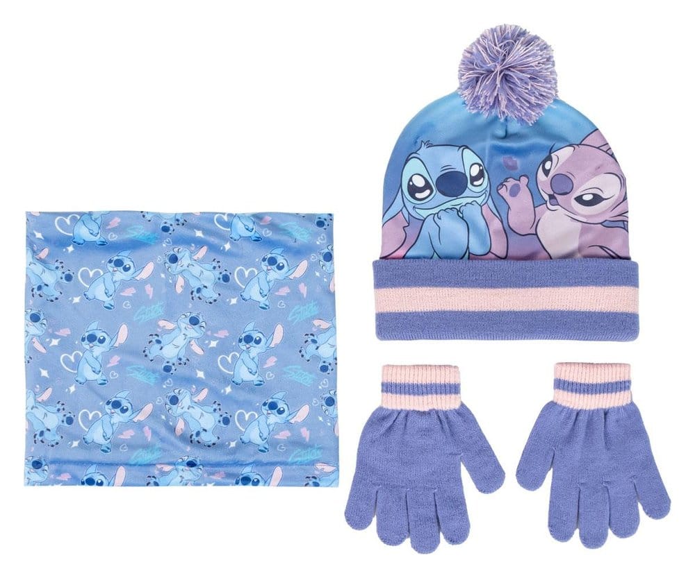 Lilo & Stitch Beanie, Tube Scarf & Gloves 3-Set Stitch
