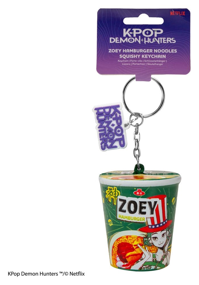 K-Pop Demon Hunters Squishy Keychain Zoey Hamburger Noodles
