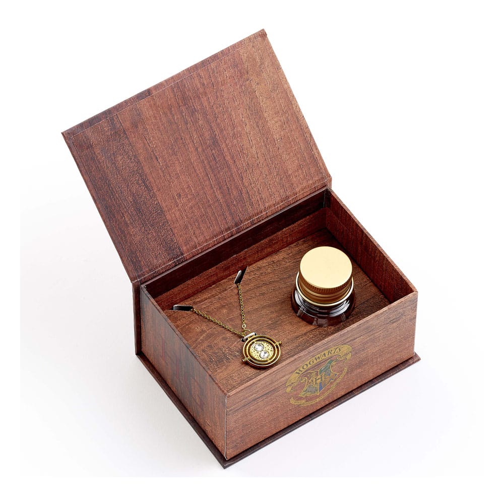 Harry Potter: Hermoine Potions Time Turner Necklace and Earrings Gift Set (Golden Tone)