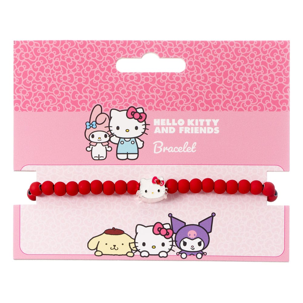 Hello Kitty Bracelet red beads with Hello Kitty Charm 21 cm