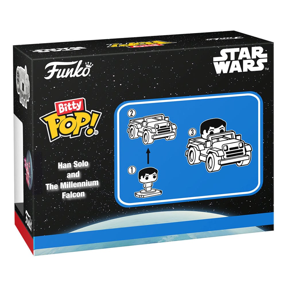 Star Wars Bitty POP! Rides Vinyl Figure Display Han Solo w/Millennium Falcon 2.5 cm