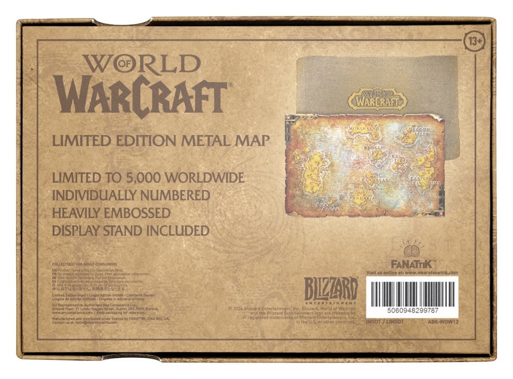 World of Warcraft Replica Metal Map of Azeroth Limited Edition 12 x 18 cm