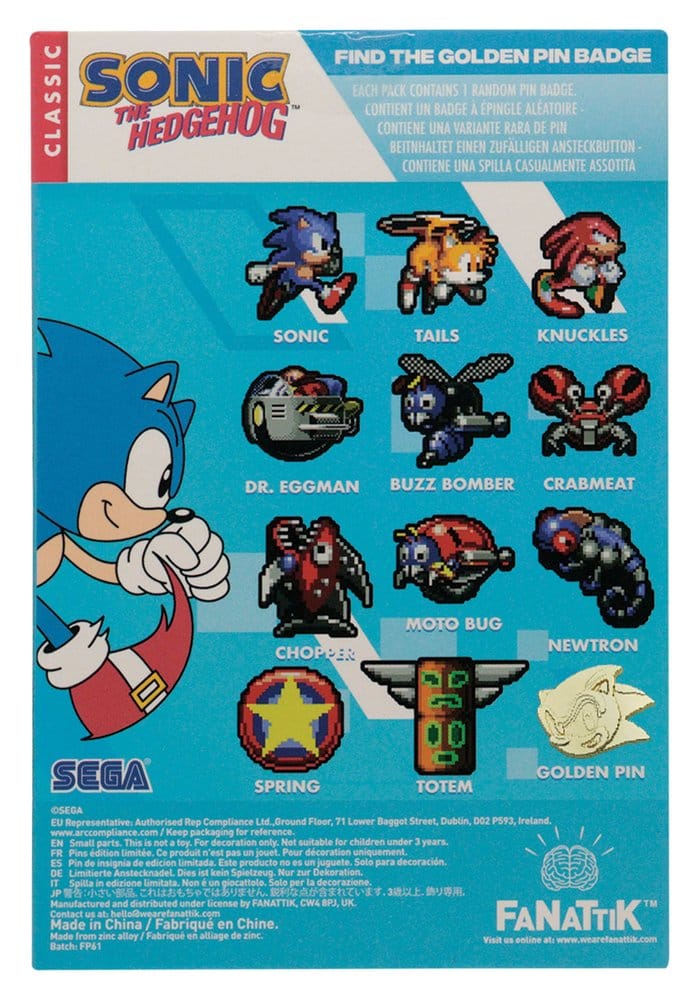Sonic The Hedgehog Mystery Pin Badges Blind Box Display (12)