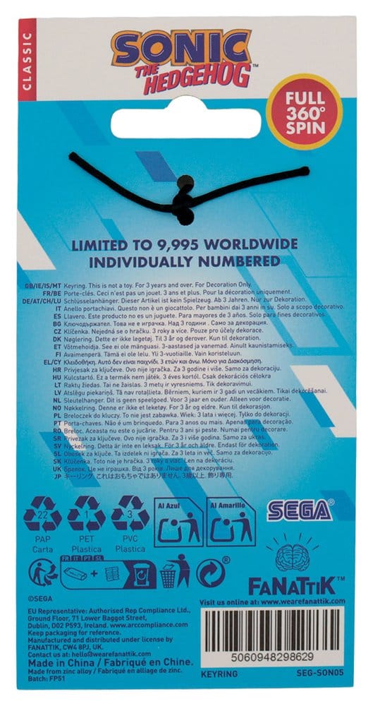 Sonic - The Hedgehog nøglering nøglering Limited Edition