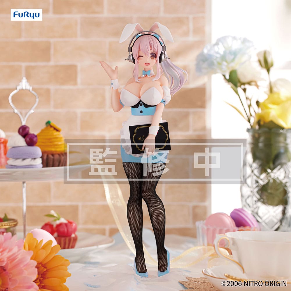 Super Sonico BiCute Bunnies PVC Statue Waitress Light Blue Color Ver. 28 cm