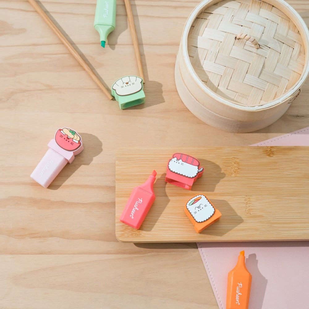 Pusheen Highlighters with Topper Sushi Roll Set of 4