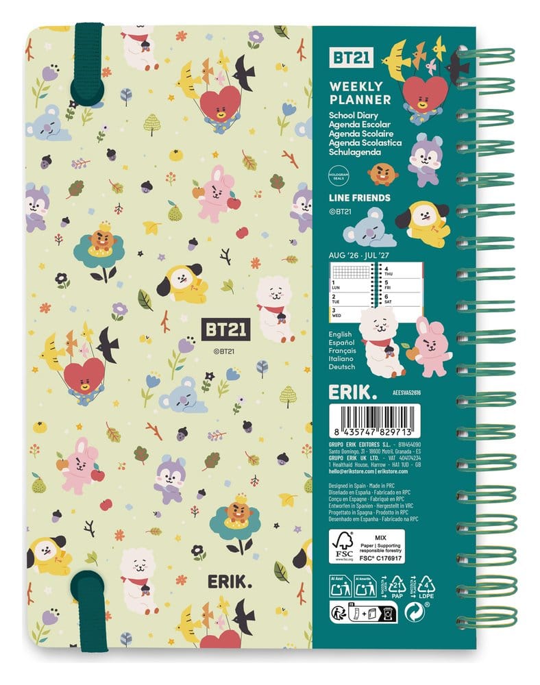 BT21 School Diary weekly planner 2026/2027 A5