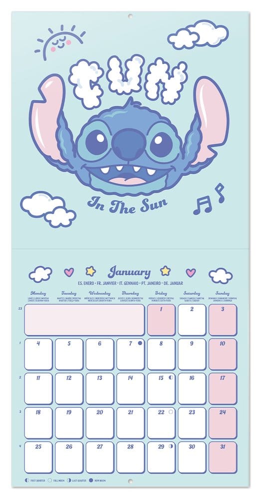Disney Stitch 2027 Wall Calendar 30 x 30 cm