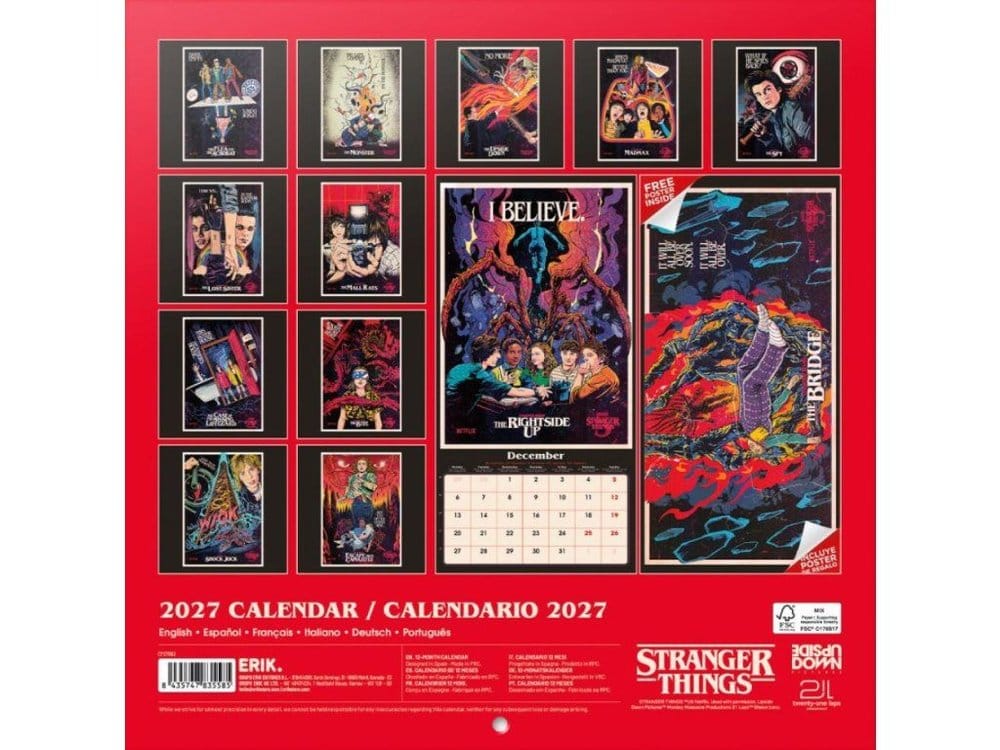 Stranger Things Wall Calendar 2027 30 x 30 cm