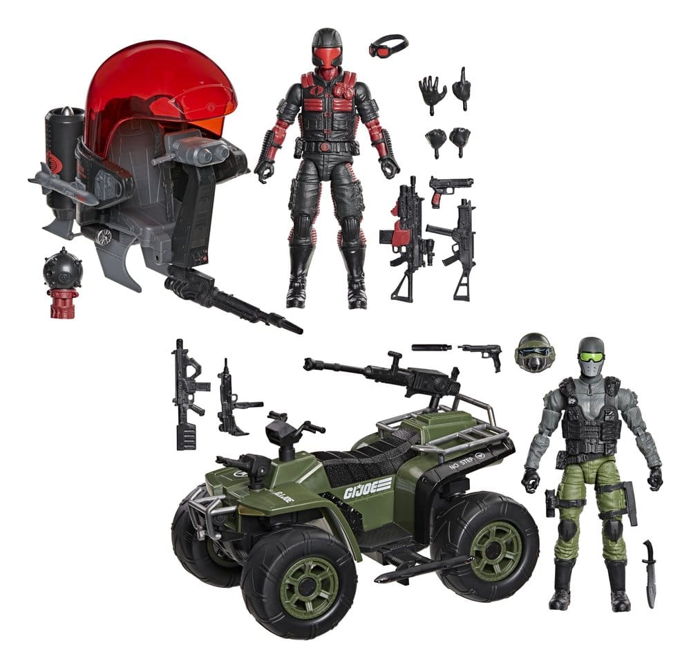 G.I. Joe Classified Series Action Figure & Vehicle Set Snake Eyes & Varmint ATV vs. Stealth Viper & Cobra Stealth Flight Pod (Trubble Bubble) 15 cm