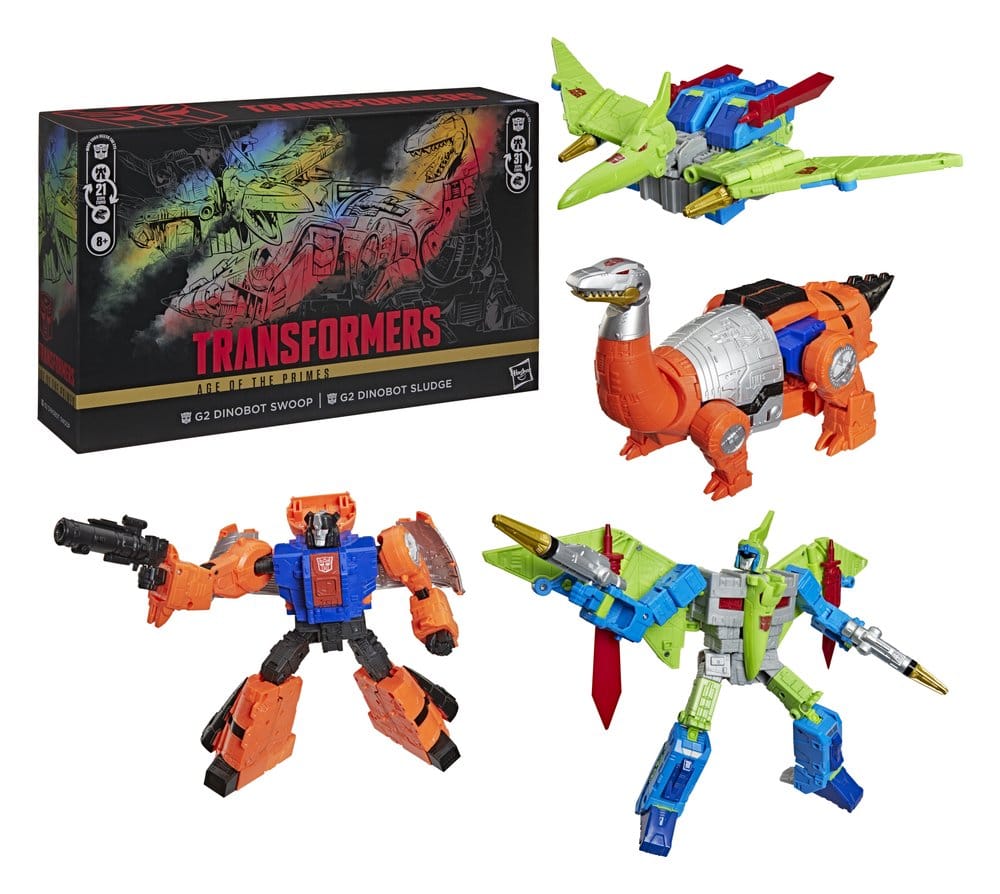Transformers Age of the Primes Leader Class Action Figure 2-Pack G2 G2 Dinobot Swoop & G2 Dinobot Sludge 19 cm