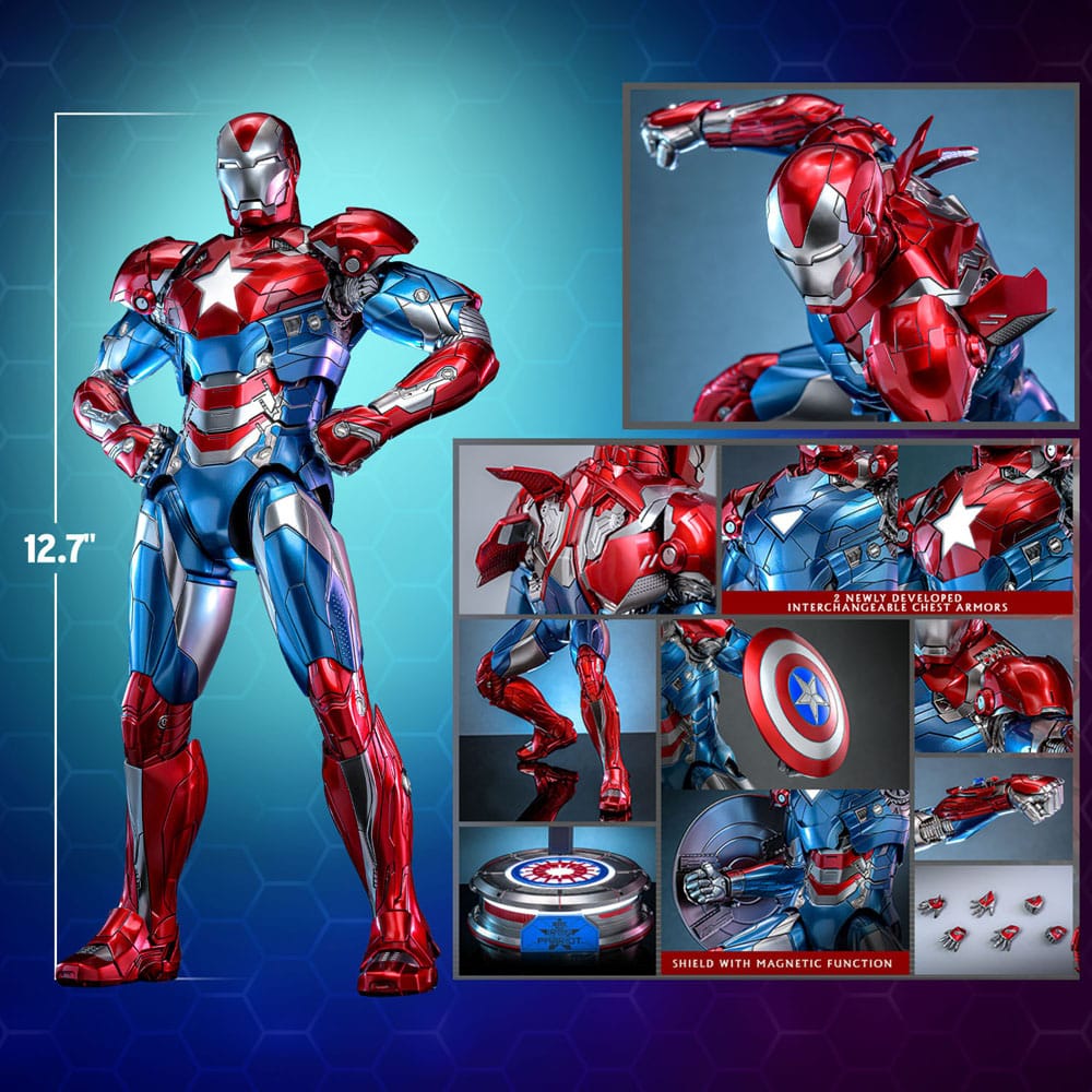 Marvel Comic Diecast Masterpiece Action Figure 1/6 Iron Patriot Hot Toys Exclusive 32 cm