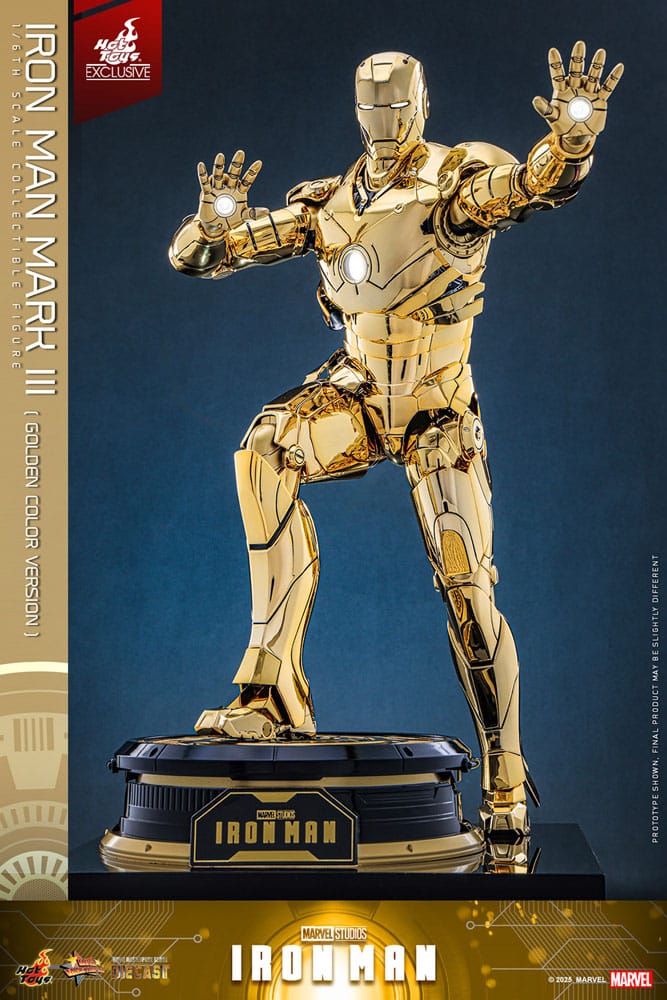 Iron Man Movie Masterpiece Diecast Action Figure 1/6 Iron Man Mark III (Gold Color Version) Hot Toys Exclusive 33 cm