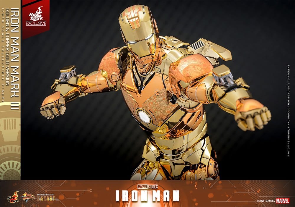 Iron Man Movie Masterpiece Diecast Action Figure 1/6 Iron Man Mark III (Golden & Copper Gold Version) Hot Toys Exclusive 33 cm
