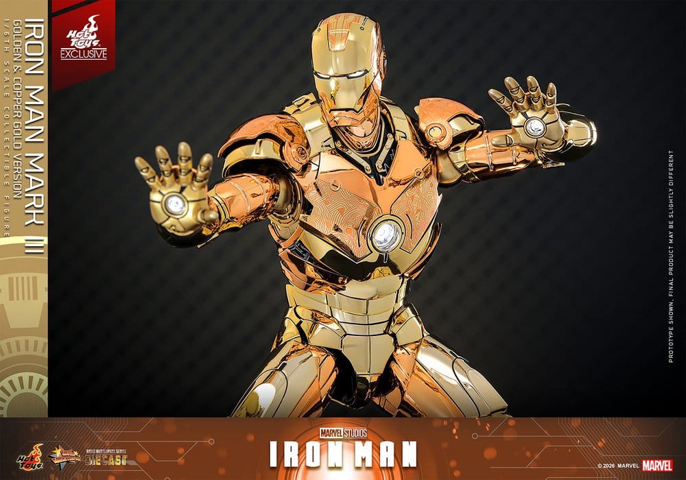 Iron Man Movie Masterpiece Diecast Action Figure 1/6 Iron Man Mark III (Golden & Copper Gold Version) Hot Toys Exclusive 33 cm