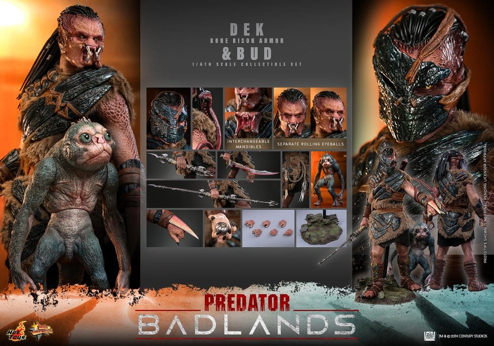 Predator: Badlands Movie Masterpiece Action Figures 2-Pack 1/6 Dek (Bone Bison Armor) and Bud 31 cm