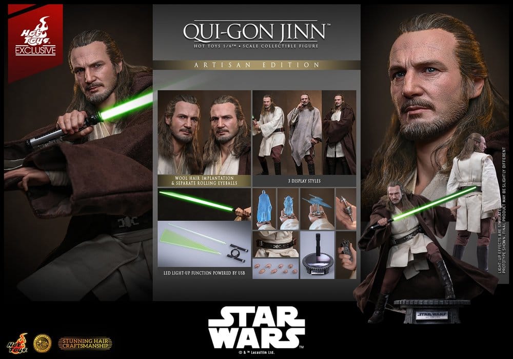 Star Wars: The Phantom Menace Movie Masterpiece Action Figure 1/6 Qui-Gon Jinn (Artisan Edition) Hot Toys Exclusive 32 cm