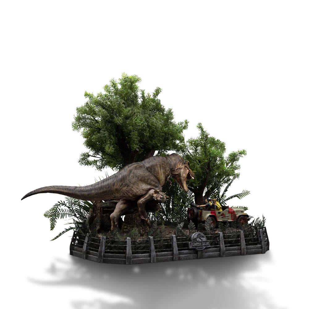 Jurassic Park Demi Art Scale Statue 1/20 T-Rex attacks Donald Gennaro 30 cm