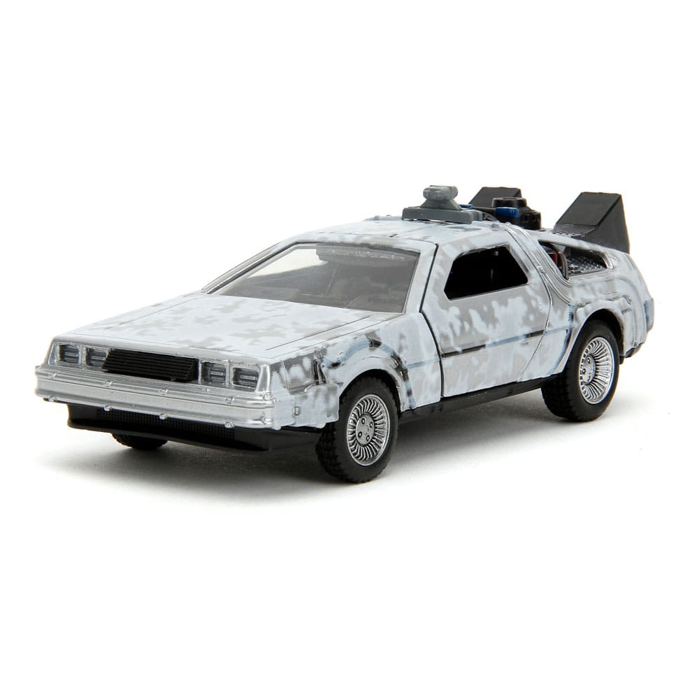 Back to the Future Hollywood Rides Diecast Model 1/32 DeLorean Time Machine Frost - Damaged packaging