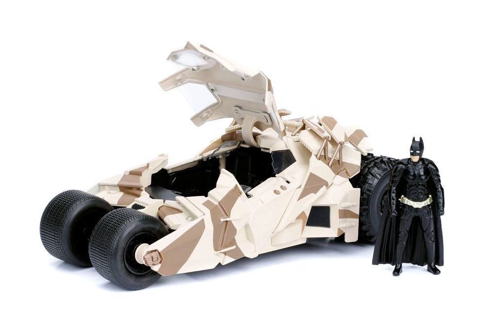 Batman The Dark Knight Diecast Model 1/24 2008 Batmobile Camo with figure - Damaged packaging