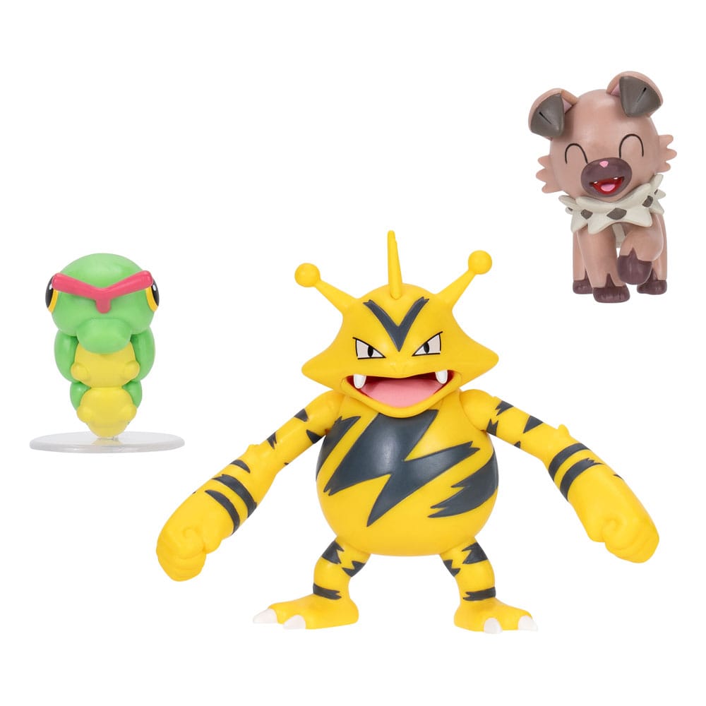 Pokémon Battle Figure Set Figure 2-Pack Caterpie, Rockruff, Electabuzz