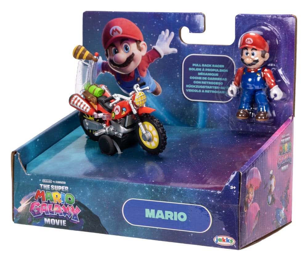 The Super Mario Galaxy Movie Action Figure with Pull Back Motorcycle Mario 6 cm